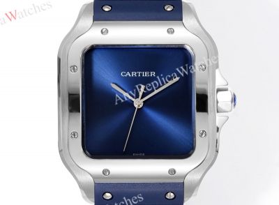 THB Factory Cartier Santos Green/Blue Face Rubber Band 1847 MC Movement Watch